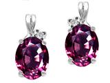 Tommaso Design™ Oval 8x6mm Genuine Rhodolite and Diamond Earrings