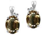 Tommaso Design™ Oval 8x6mm Genuine Smoky Quartz and Diamond Earrings