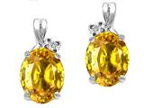 Tommaso Design™ Oval 8x6mm Genuine Yellow Sapphire and Diamond Earrings