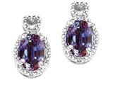 Tommaso Design™ Oval 7x5mm Simulated Alexandrite and Diamond Earrings