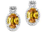 Tommaso Design™ Oval 7x5mm Genuine Citrine and Diamond Earrings