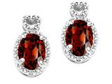 Tommaso Design™ Oval 7x5mm Genuine Garnet and Diamond Earrings