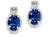 Tommaso Design™ Oval 7x5mm Created Sapphire and Diamond Earrings