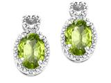 Tommaso Design™ Oval 7x5mm Genuine Peridot and Diamond Earrings