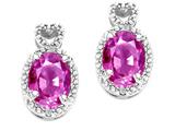 Tommaso Design™ Oval 7x5mm Genuine Pink Tourmaline and Diamond Earrings