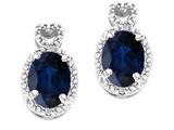 Tommaso Design™ Oval 7x5mm Genuine Sapphire and Diamond Earrings