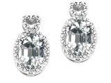 Tommaso Design™ Oval 7x5mm Genuine White Topaz and Diamond Earrings