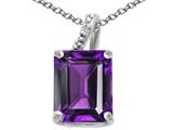 Tommaso Design™ Emerald Cut 10x8mm Genuine Amethyst and Diamond Pendant