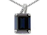 Tommaso Design™ Emerald Cut 10x8mm Genuine Black Sapphire and Diamond Pendant