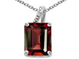Tommaso Design™ Emerald Cut 10x8mm Genuine Garnet and Diamond Pendant