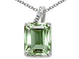 Tommaso Design™ Emerald Cut 10x8mm Genuine Green Amethyst and Diamond Pendant