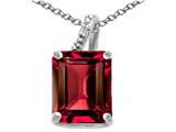 Tommaso Design™ Emerald Cut 10x8mm Created Ruby and Diamond Pendant