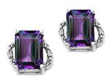 Tommaso Design™ Emerald Cut 8x6mm Simulated Alexandrite and Diamond Earrings