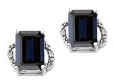 Tommaso Design™ Emerald Cut 8x6mm Genuine Black Sapphire and Diamond Earrings