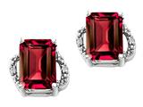 Tommaso Design™ Emerald Cut 8x6mm Created Ruby and Diamond Earrings