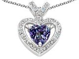 Tommaso Design™ Heart Shape 6 mm Simulated Alexandrite and Diamond Pendant