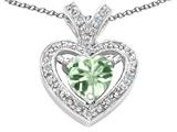 Tommaso Design™ Heart Shape 6 mm Genuine Green Amethyst and Diamond Pendant