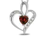 Tommaso Design™ Heart Shape 6mm Genuine Garnet and Diamond Pendant