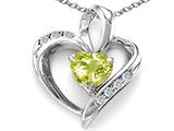 Tommaso Design™ Heart Shape 6mm Genuine Lemon Quartz and Diamond Pendant