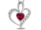 Tommaso Design™ Heart Shape 6mm Created Ruby and Diamond Pendant