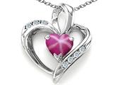 Tommaso Design™ Heart Shape 6mm Created Star Ruby and Diamond Pendant