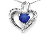 Tommaso Design™ Heart Shape 6mm Lab Star sapphire and Diamond Pendant