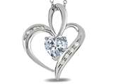 Tommaso Design™ Heart Shape 6 mm Genuine White Topaz and Diamond Pendant