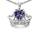 Tommaso Design™ Heart Shape 6mm Simulated Alexandrite and Diamond Crown Pendant