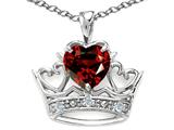 Tommaso Design™ Heart Shape 6 mm Genuine Garnet and Diamond Crown Pendant