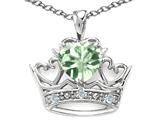 Tommaso Design™ Heart Shape 6 mm Genuine Green Amethyst and Diamond Crown Pendant