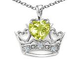 Tommaso Design™ Heart Shape 6 mm Genuine Lemon Quartz and Diamond Crown Pendant