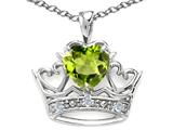 Tommaso Design™ Heart Shape 6 mm Genuine Peridot and Diamond Crown Pendant