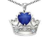 Tommaso Design™ Heart Shape 6 mm Created Star sapphire and Diamond Crown Pendant