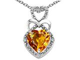Tommaso Design™ Heart Shape 8 mm Genuine Citrine and Diamond Pendant