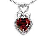 Tommaso Design™ Heart Shape 8 mm Genuine Garnet and Diamond Pendant