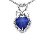 Tommaso Design™ Heart Shape 8 mm Created Star Sapphire and Diamond Pendant
