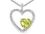 Tommaso Design™ Heart Shape 6 mm Genuine Lemon Quartz and Diamond Pendant