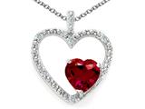 Tommaso Design™ Heart Shape 6mm Created Ruby and Diamond Pendant