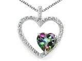 Tommaso Design™ Heart Shape 6 mm Mystic Rainbow Topaz and Diamond Pendant