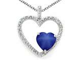 Tommaso Design™ Heart Shape 6 mm Created Star sapphire and Diamond Pendant