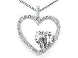 Tommaso Design™ Heart Shape 6 mm Genuine White Topaz and Diamond Pendant