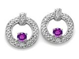 Tommaso Design™ Round 3 mm Genuine Amethyst and Diamond Round Circle Earrings