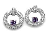 Tommaso Design™ Round 3 mm Simulated Alexandrite and Diamond Round Circle Earrings