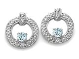 Tommaso Design™ Round 3 mm Genuine Aquamarine and Diamond Round Circle Earrings