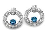 Tommaso Design™ Round 3mm Genuine Blue Topaz and Diamond Round Circle Earrings