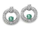 Tommaso Design™ Round 3 mm Genuine Emerald and Diamond Round Circle Earrings