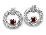 Tommaso Design™ Round 3mm Genuine Garnet and Diamond Round Circle Earrings