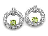 Tommaso Design™ Round 3 mm Genuine Peridot and Diamond Round Circle Earrings