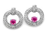 Tommaso Design™ Round 3 mm Genuine Pink Tourmaline and Diamond Round Circle Earrings