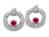 Tommaso Design™ Genuine Ruby and Diamond Round Circle Earrings